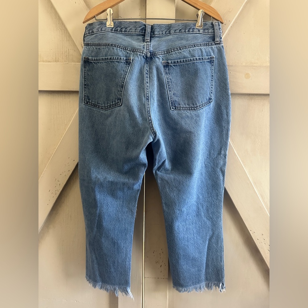 Old Navy High Rise Slouchy Straight Distressed Cropped Jeans Women’s Size 12 - Picture 5 of 7